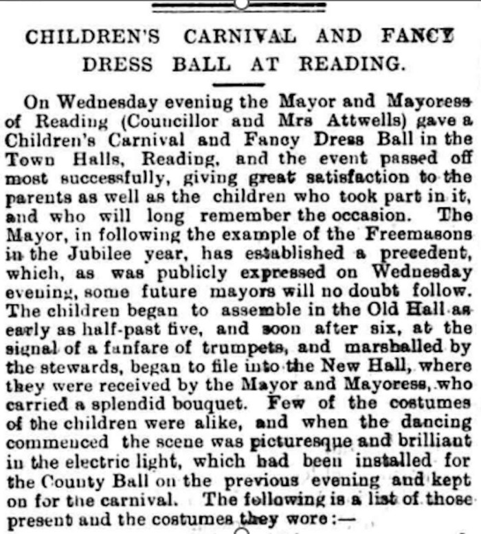 Typed English text from newspaper Berkshire Chronicle, 9th January 1892 Courtesy of Reading Libraries