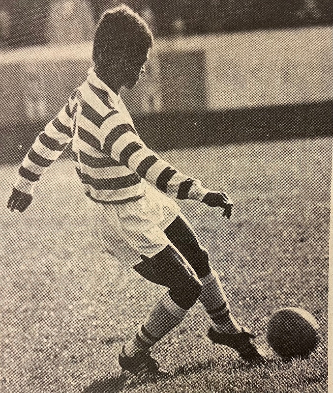 Photograph of a boy kicking a football from the Reading Evening Post 23 October 1972 1, ref. D/EX2707acc11116.14