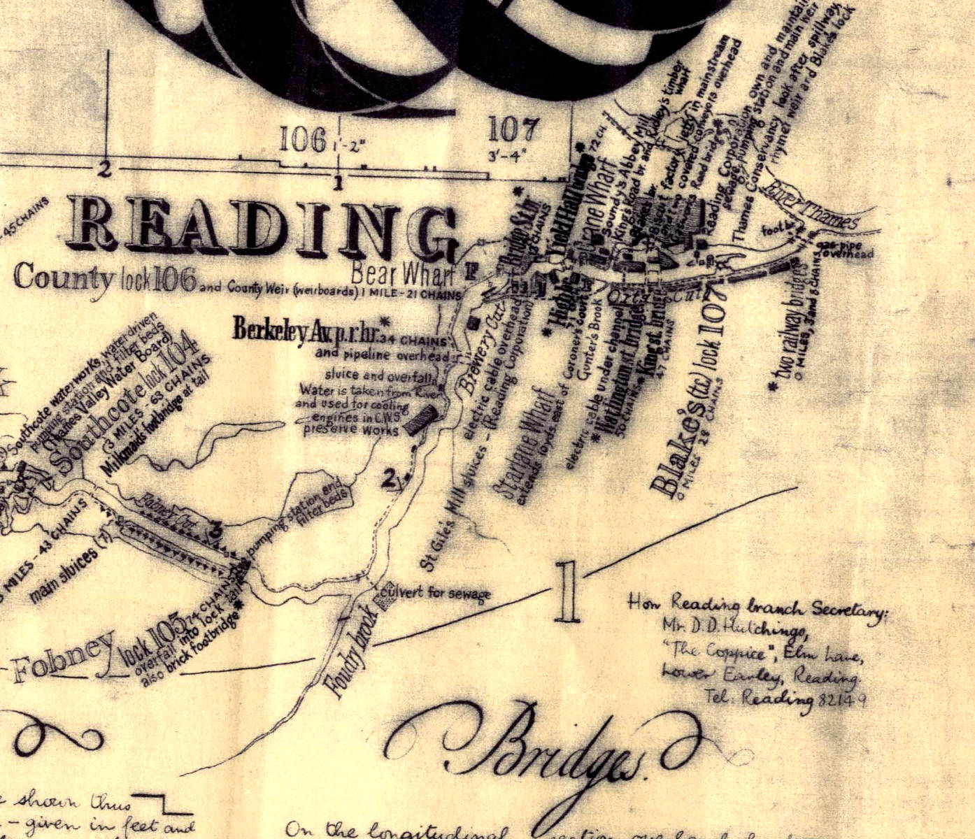 Part of plan showing the Kennet and Avon Canal in Reading ref. D/EX2803
