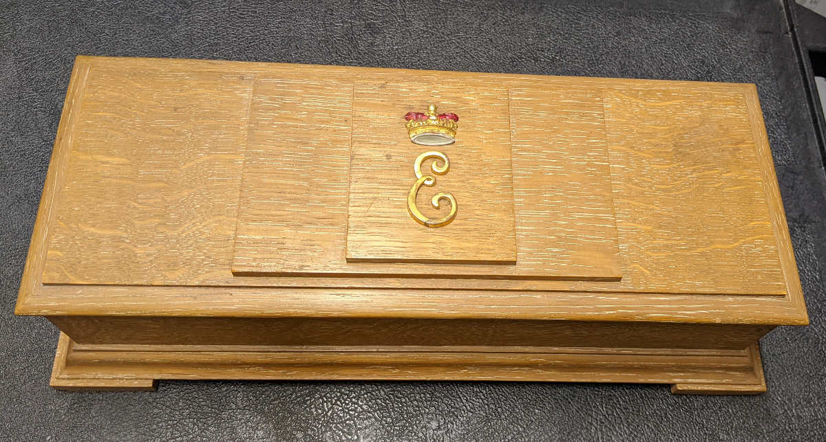 Presentation box that holds the Freedom of the Borough scroll of 1947 presented to HRH Princess Elizabeth ref. WI/RF2/5